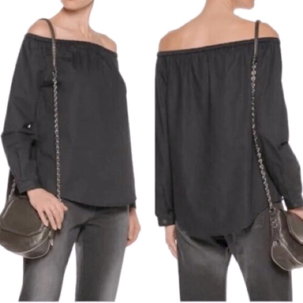 Rag & Bone / Jean - 100% cotton black off shoulder long sleeve top